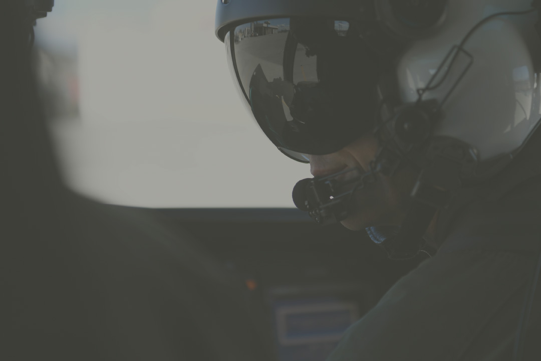 Military pilot in cockpit